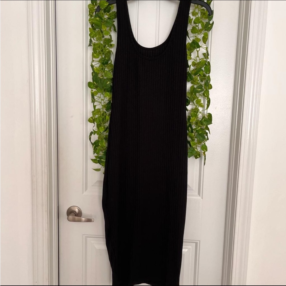 Casual Ribbed Black Dress